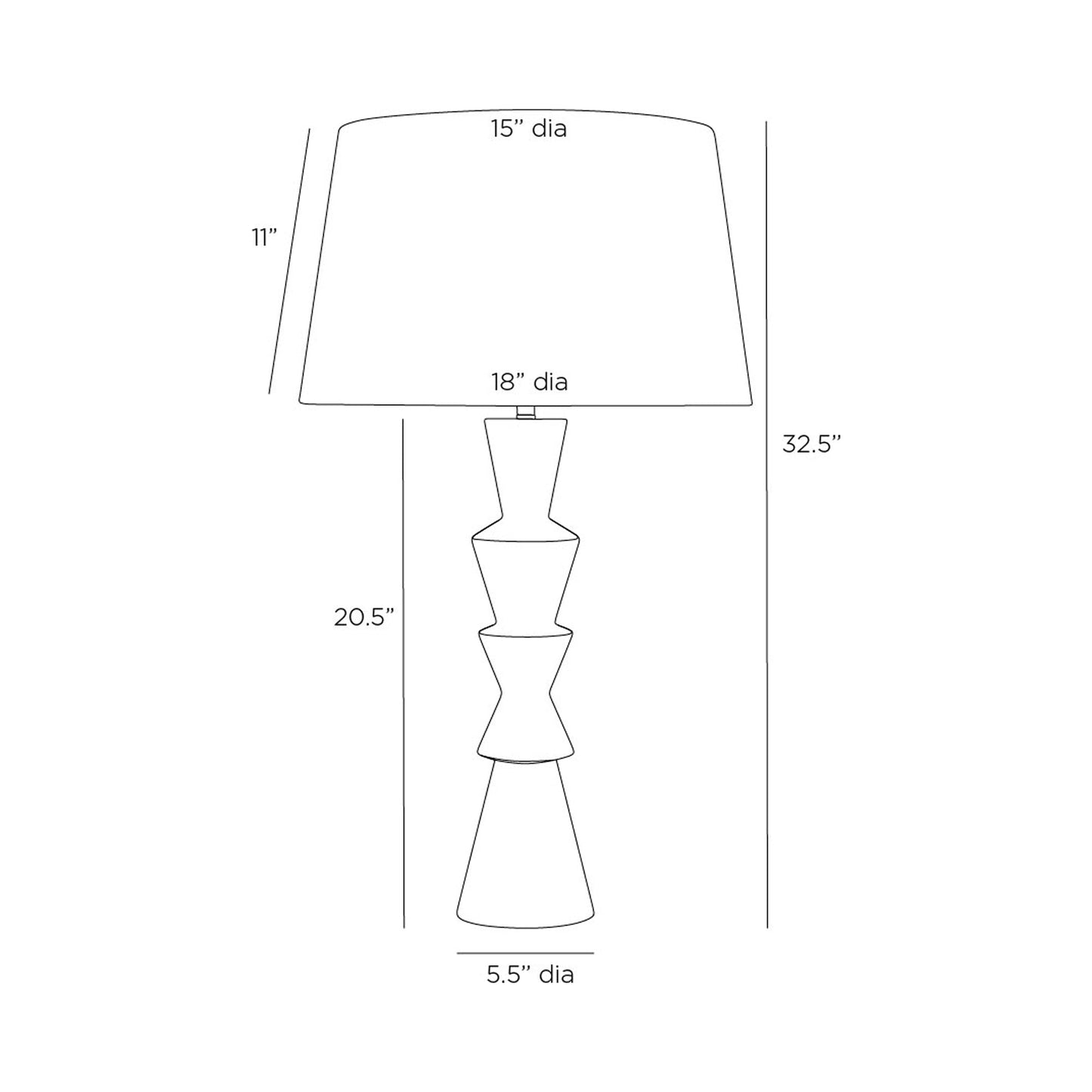 Chloe Table Lamp - line drawing.