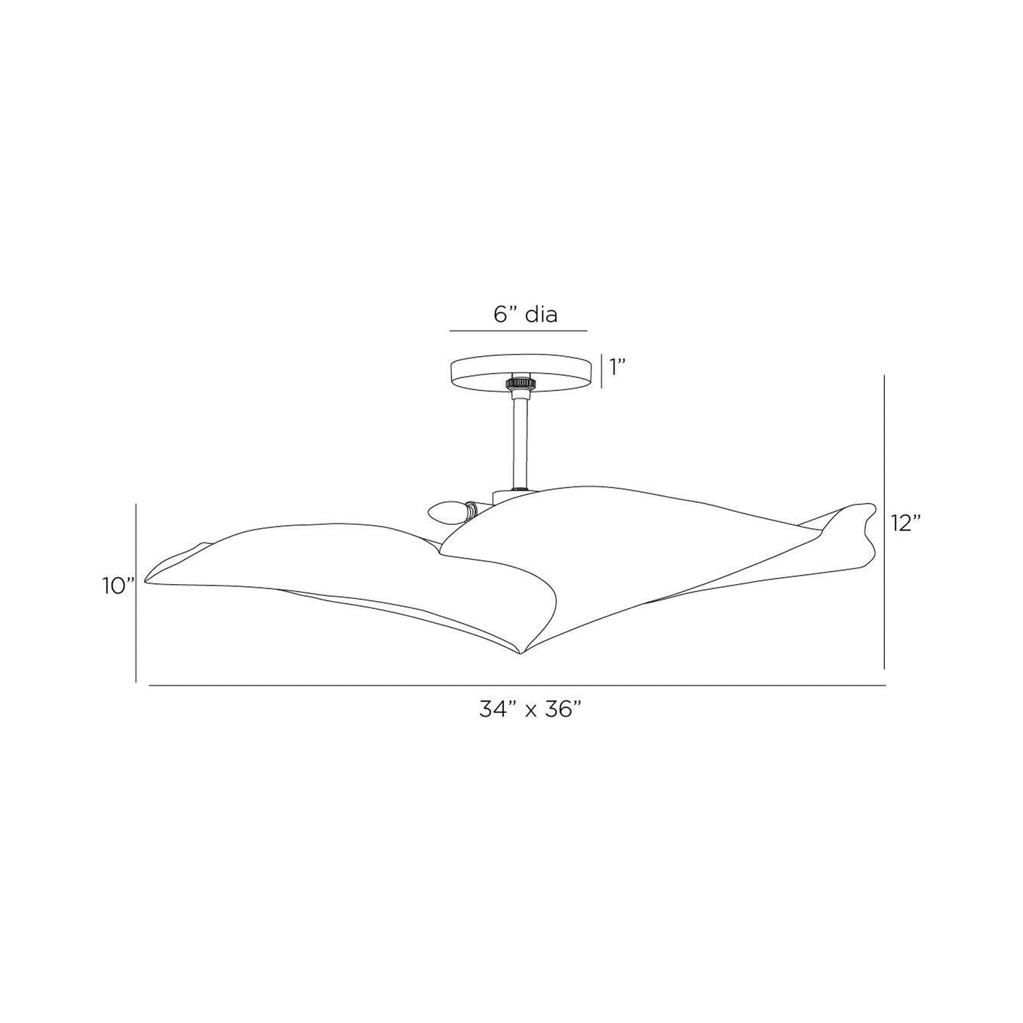 Daniella Semi Flush Mount Ceiling Light - line drawing.