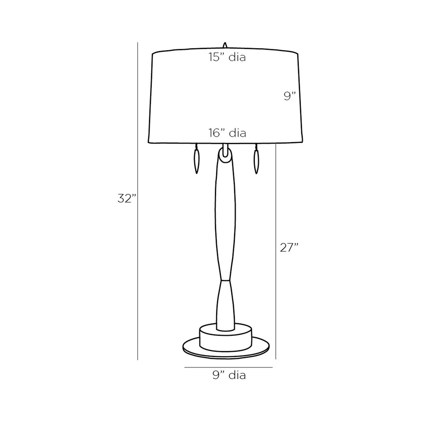 Danseuse Table Lamp - line drawing.