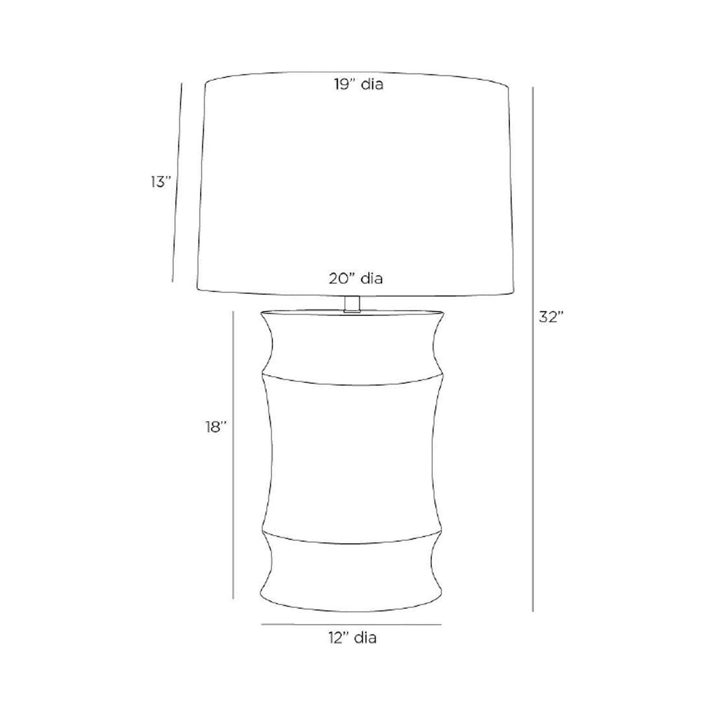 Destin Table Lamp - line drawing.