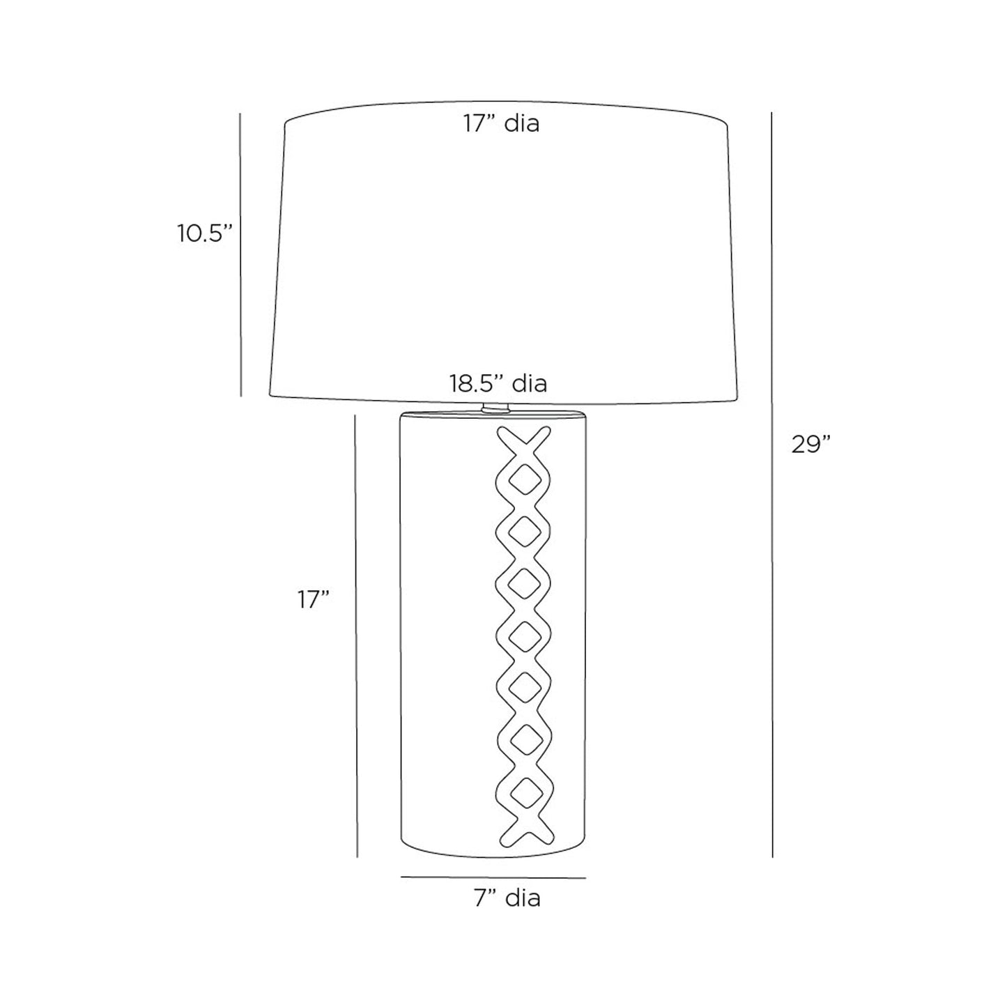 DiMaggio Table Lamp - line drawing.