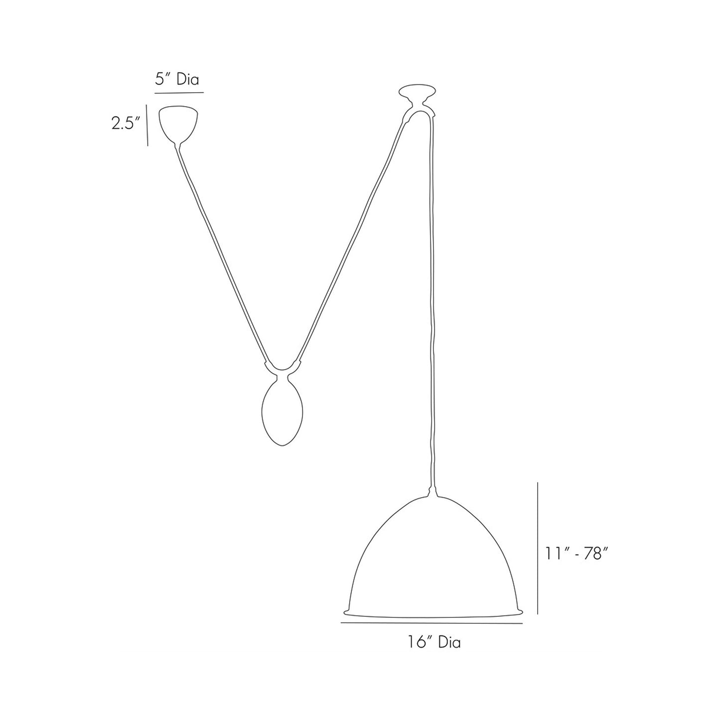 Egg Drop Pendant Light - line drawing.