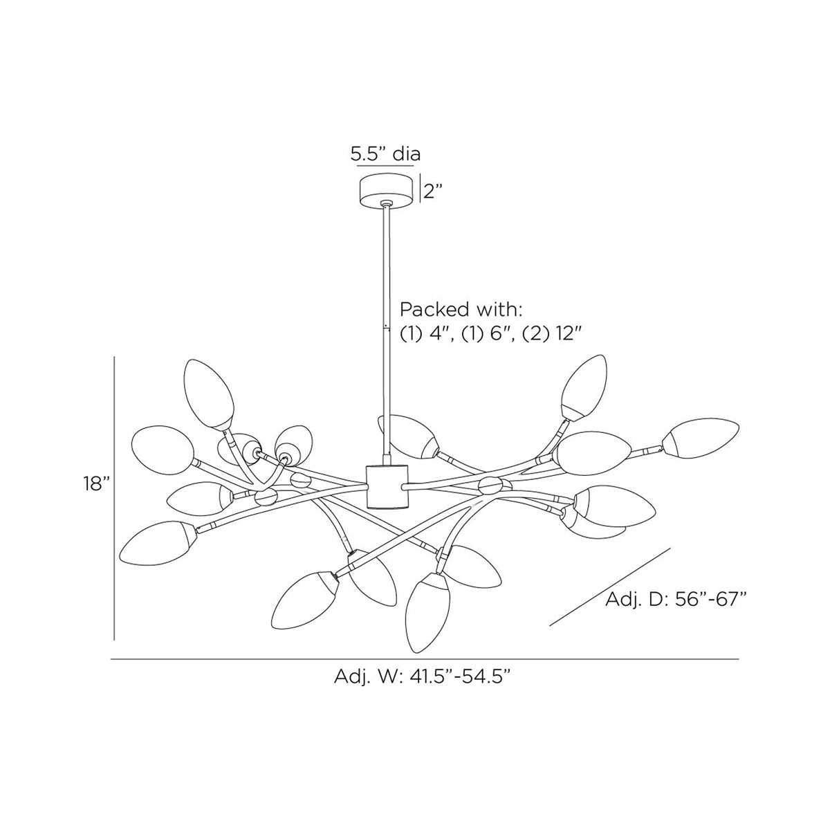 Ember Chandelier - line drawing.