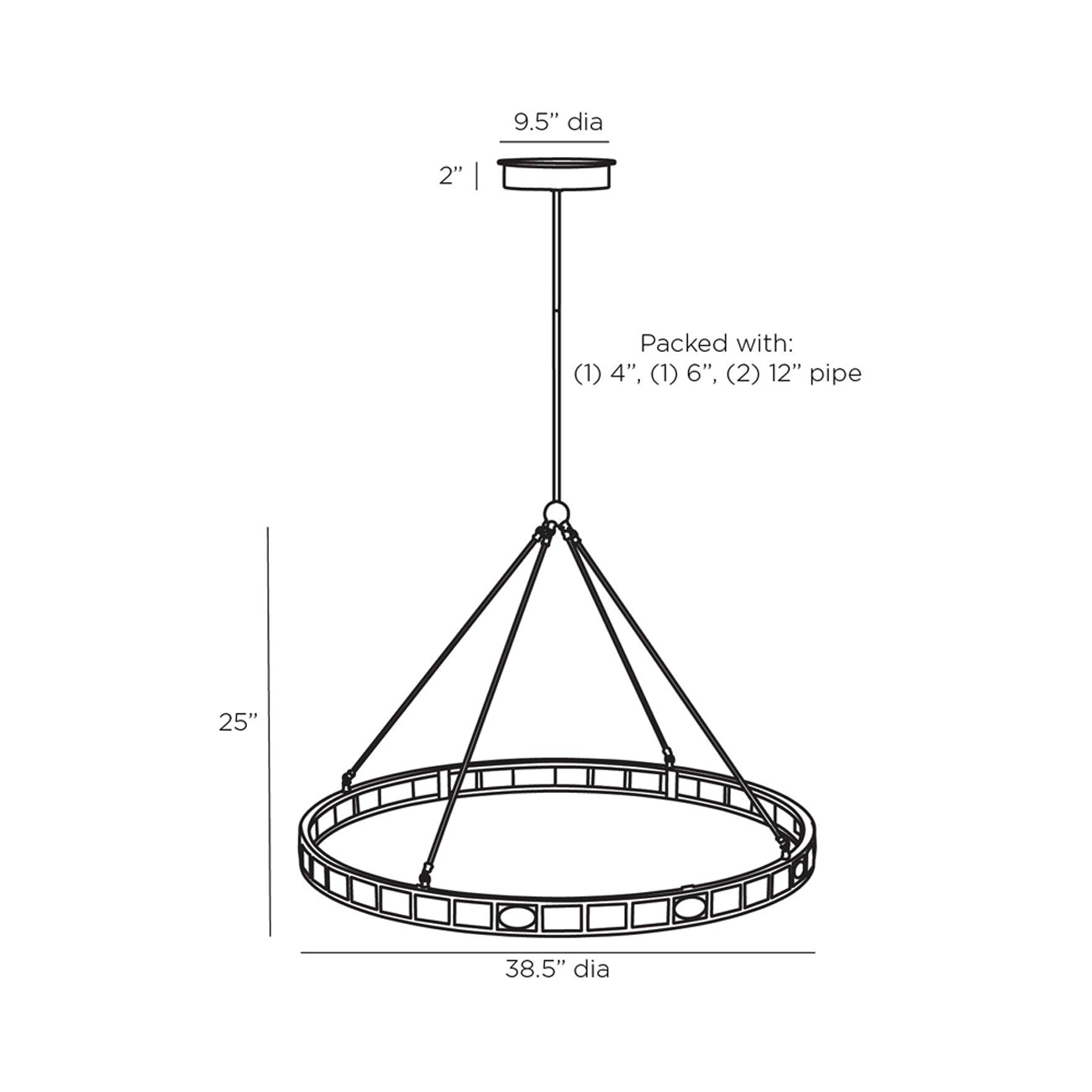 Empire LED Chandelier - line drawing.