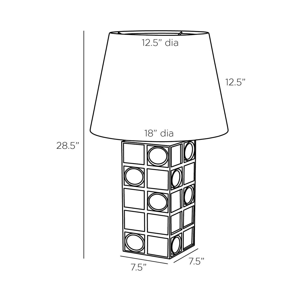 Empire Table Lamp - line drawing.