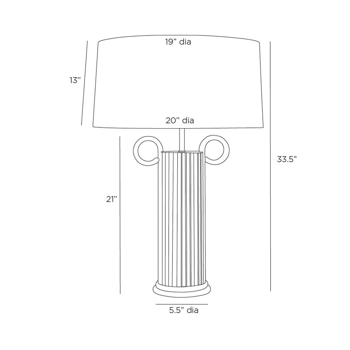 Eros Table Lamp - line drawing.