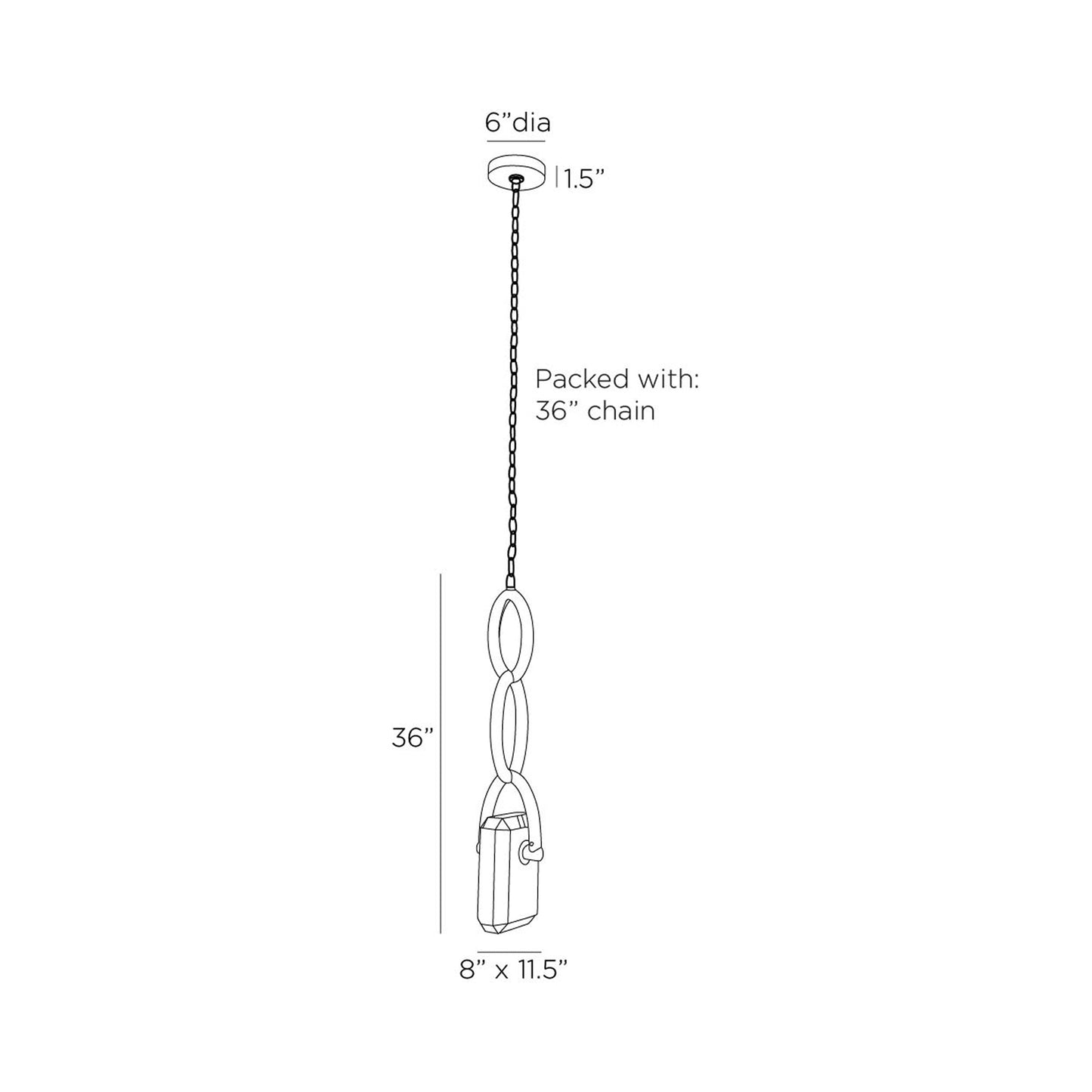 Estate LED Pendant Light - line drawing.