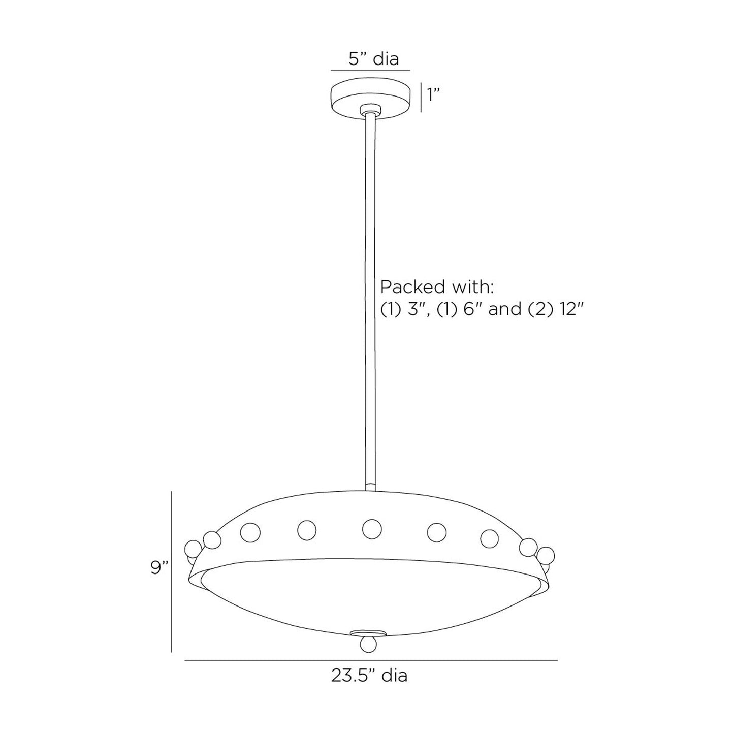 Fenton Pendant Light - line drawing.