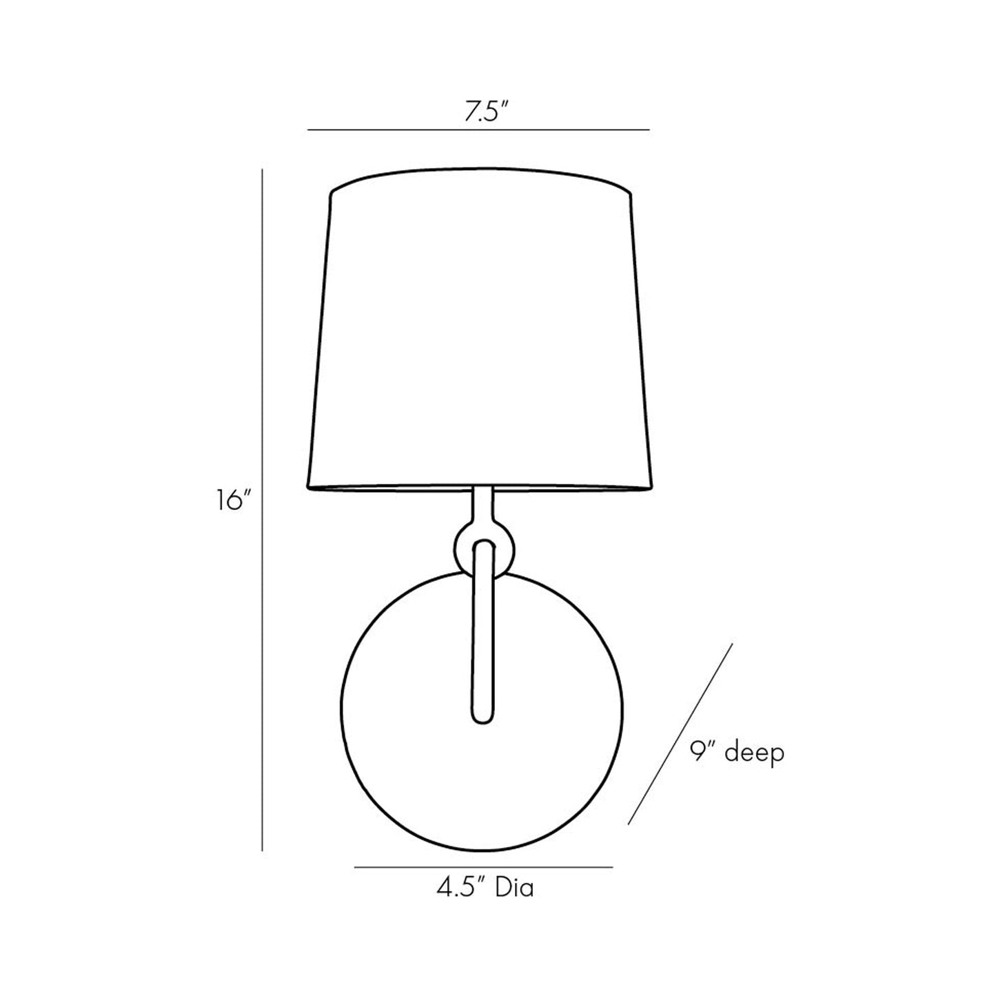 Giles Wall Light - line drawing.
