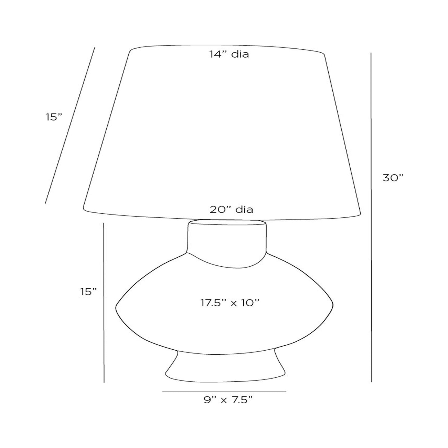 Ginn Table Lamp - line drawing.