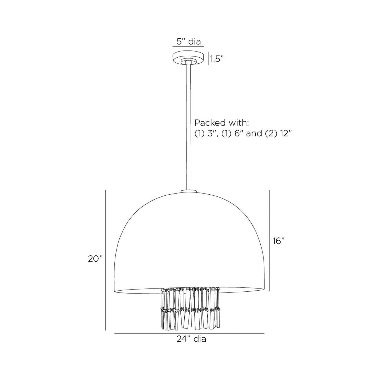 Giraldo Pendant Light - line drawing.