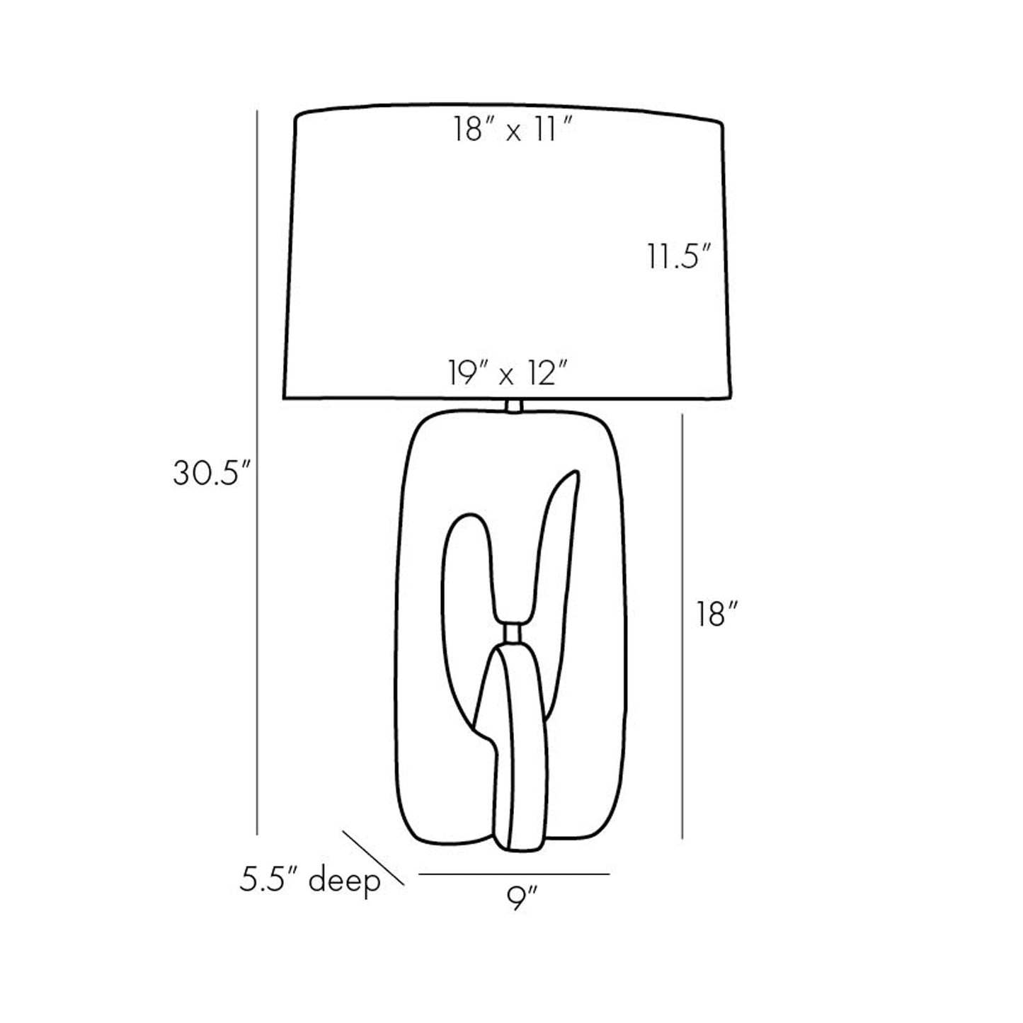 Harleen Table Lamp - line drawing.
