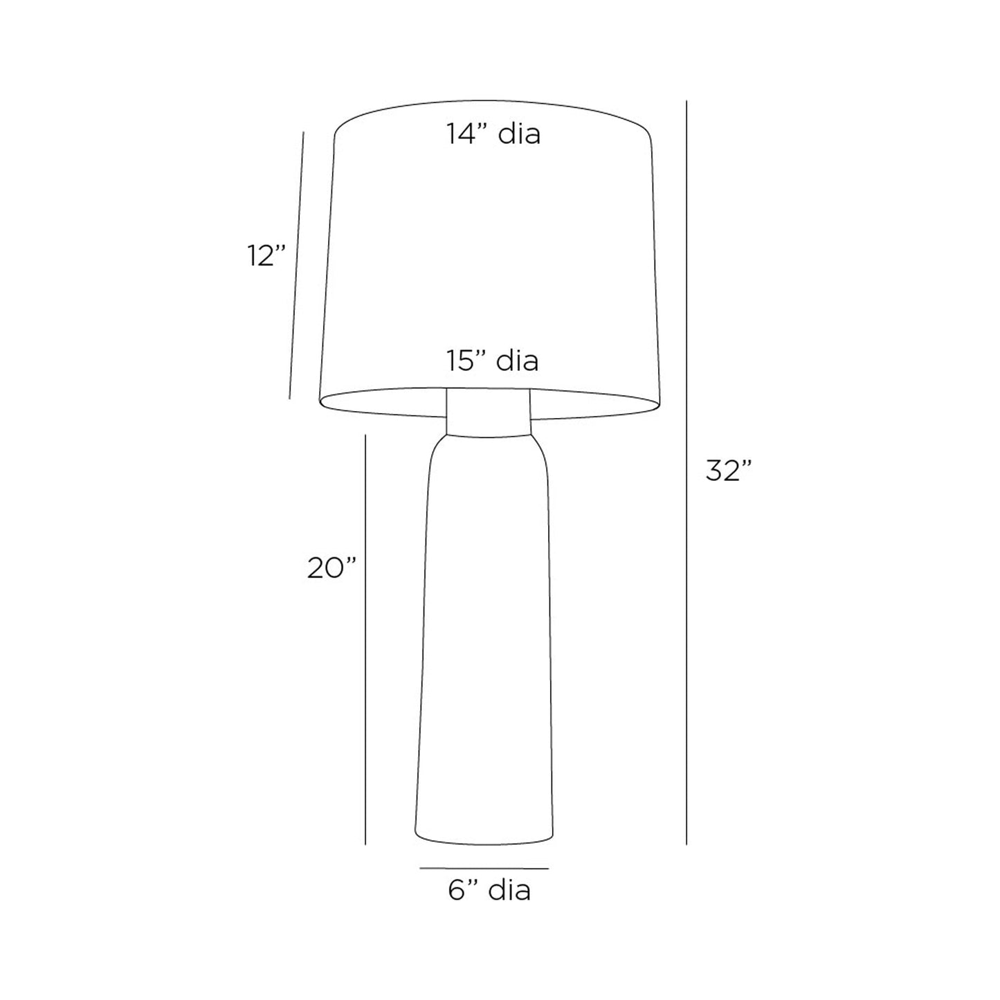Heather Table Lamp - line drawing.