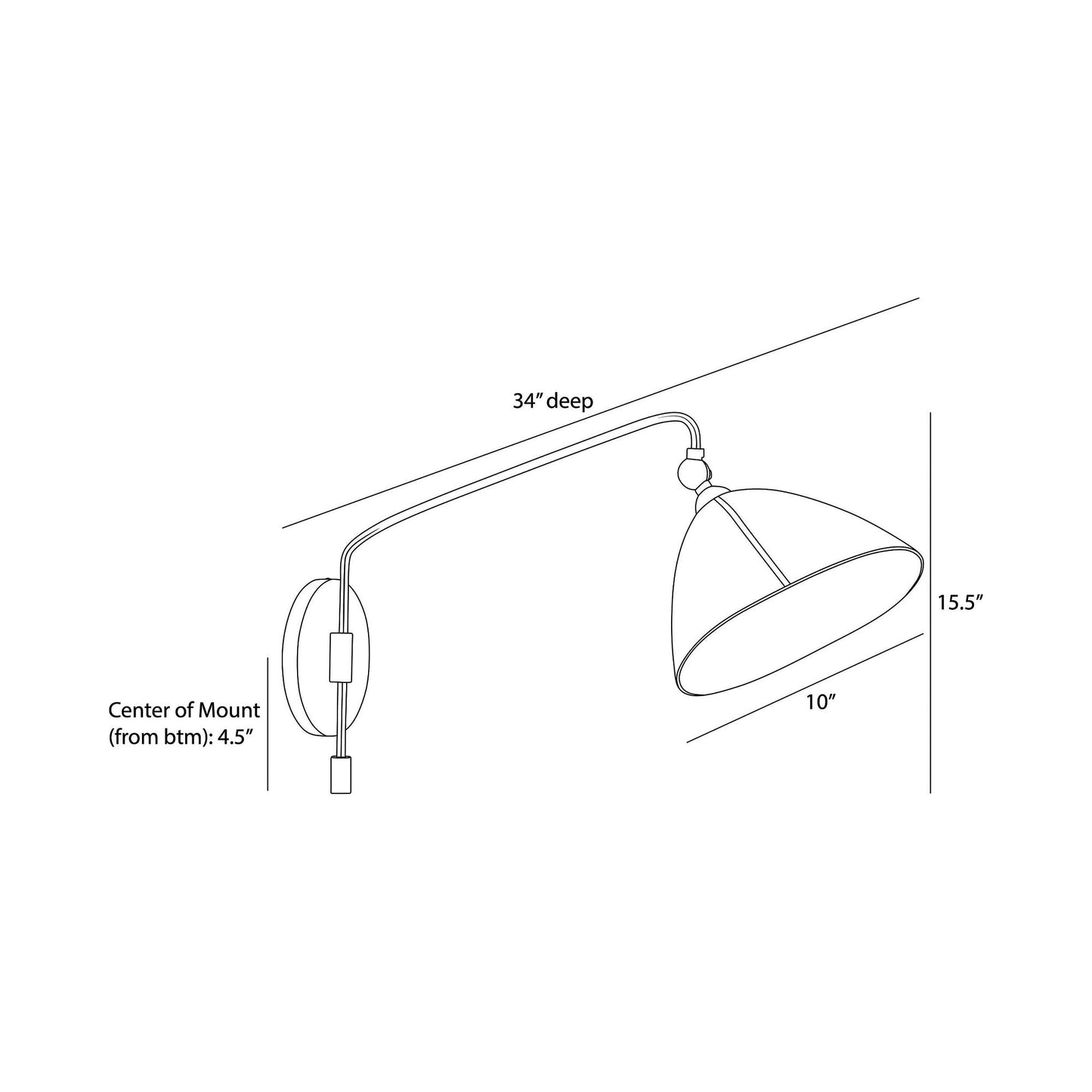 Inlet Wall Light - line drawing.