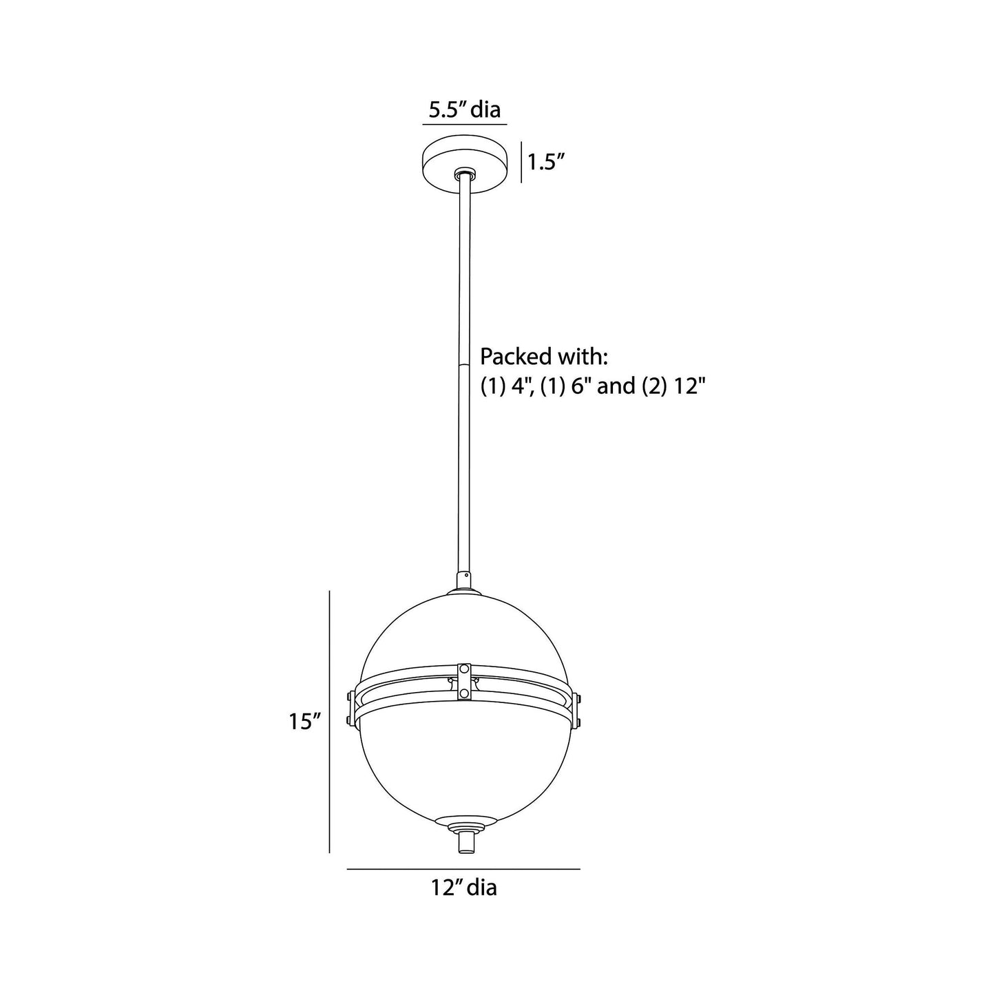 Irene Pendant Light - line drawing.