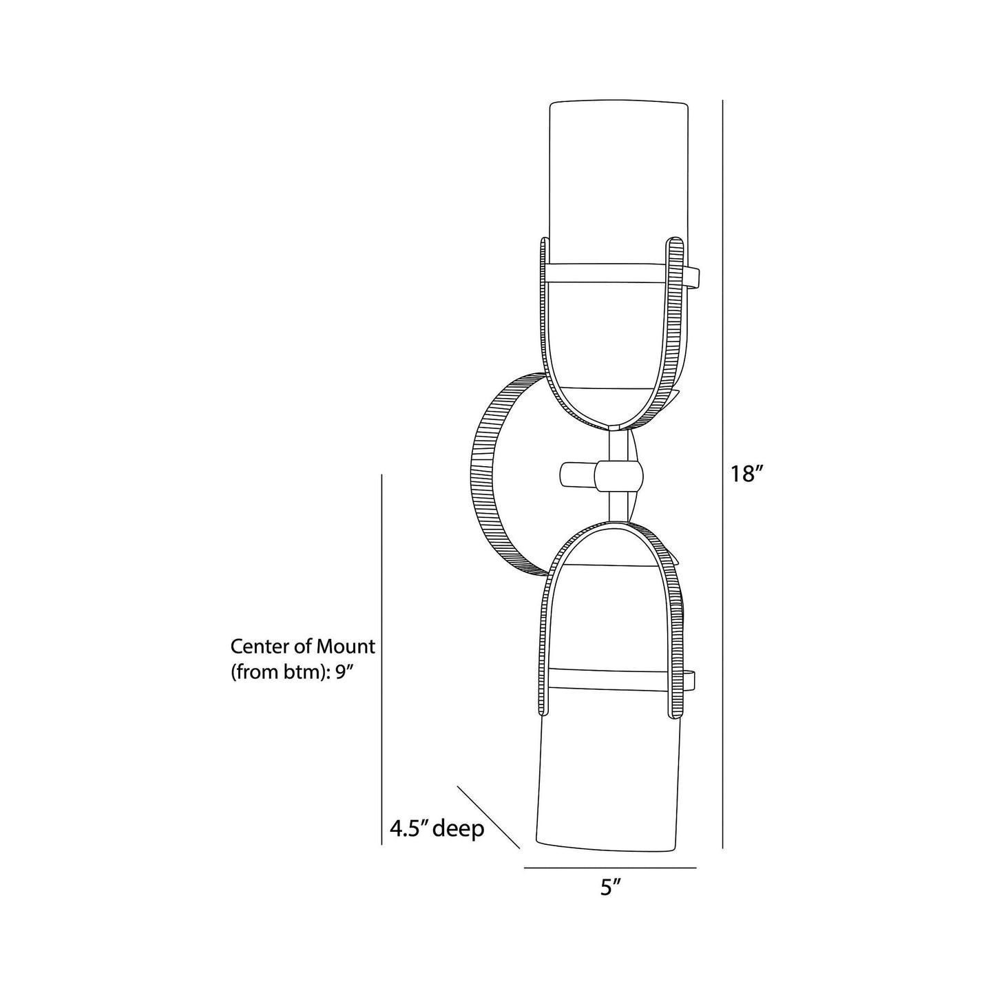 Jacobson Bath Vanity Light - line drawing.