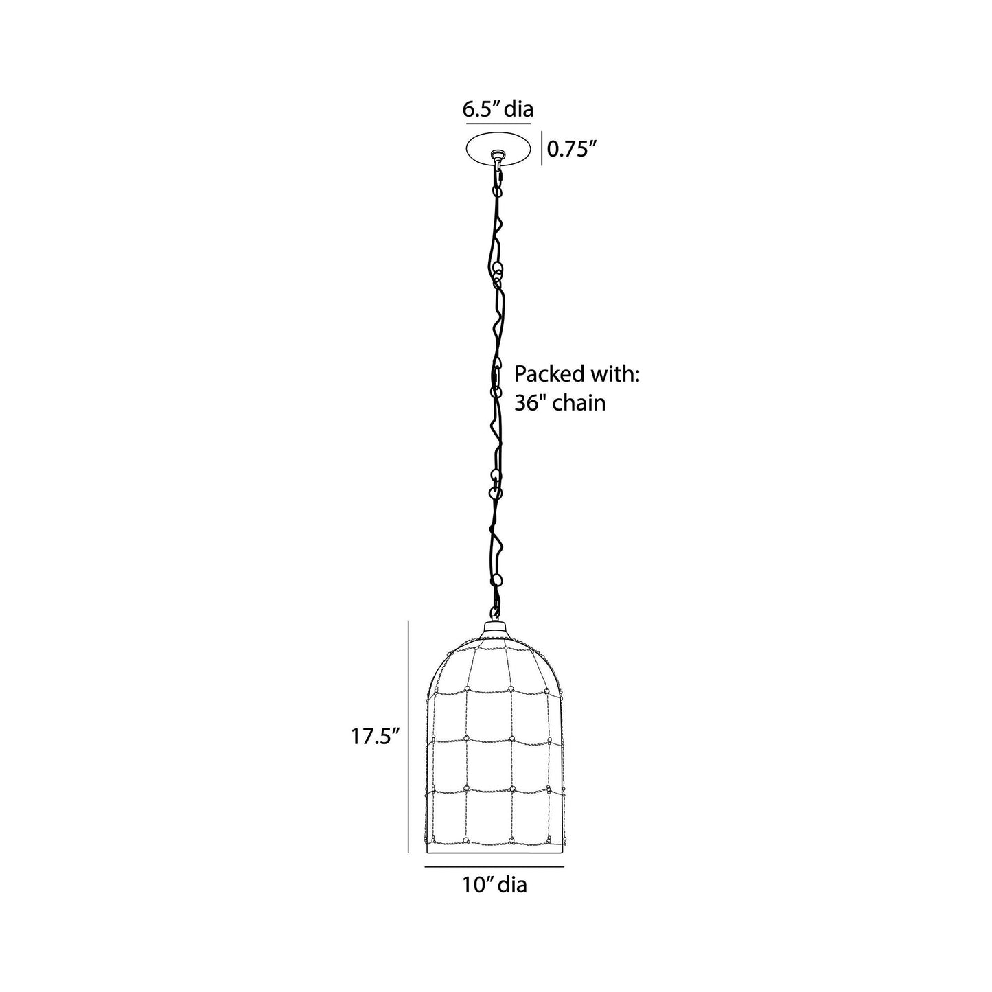 Jordan Pendant Light - line drawing.