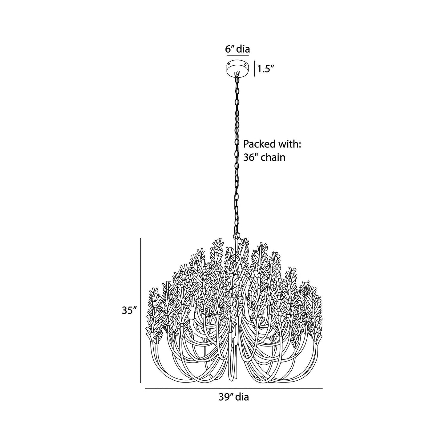 Kaia Chandelier - line drawing.