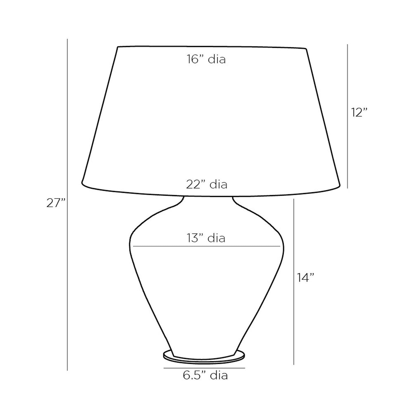 Kara Table Lamp - line drawing.