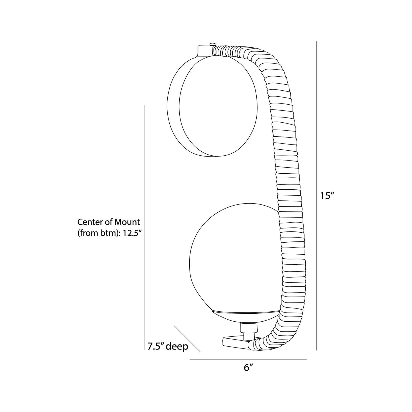 Kyrie Bath Vanity Light - line drawing.