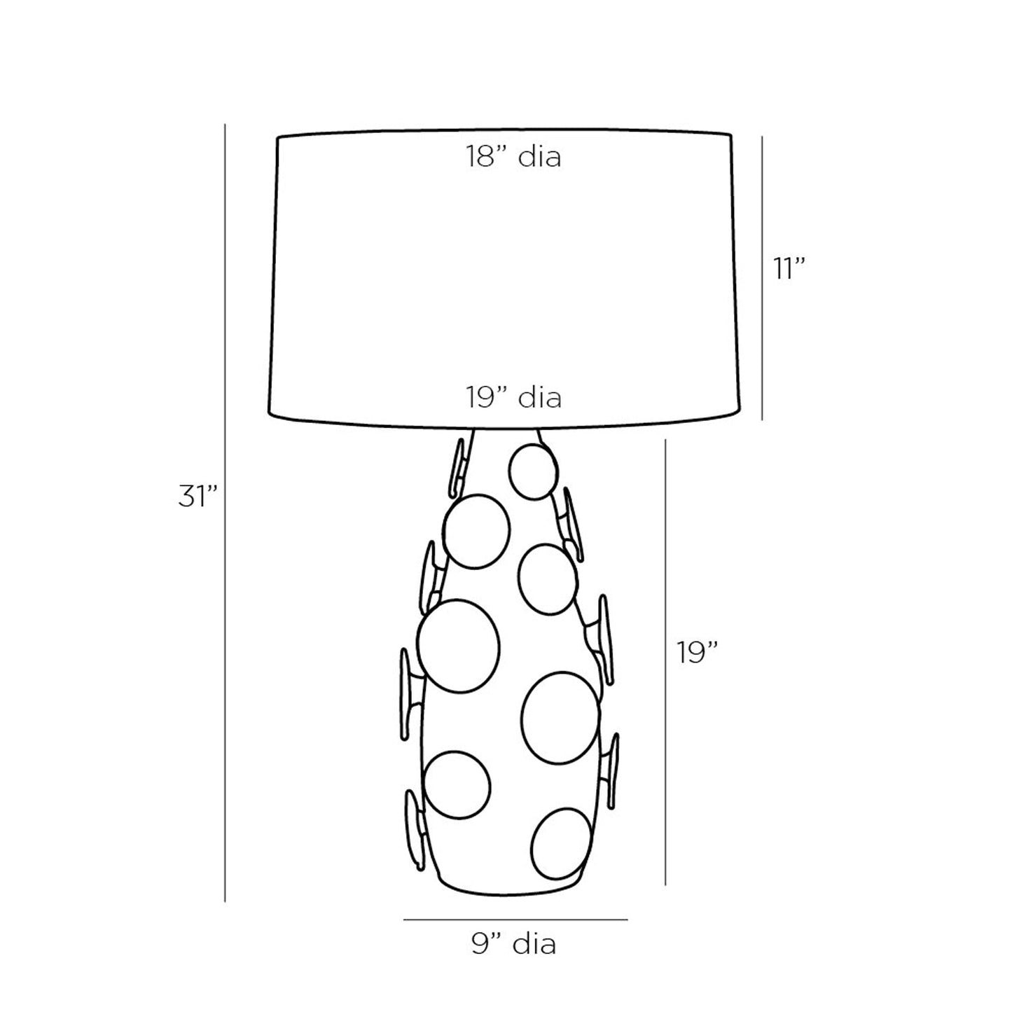 Laguna Table Lamp - line drawing.