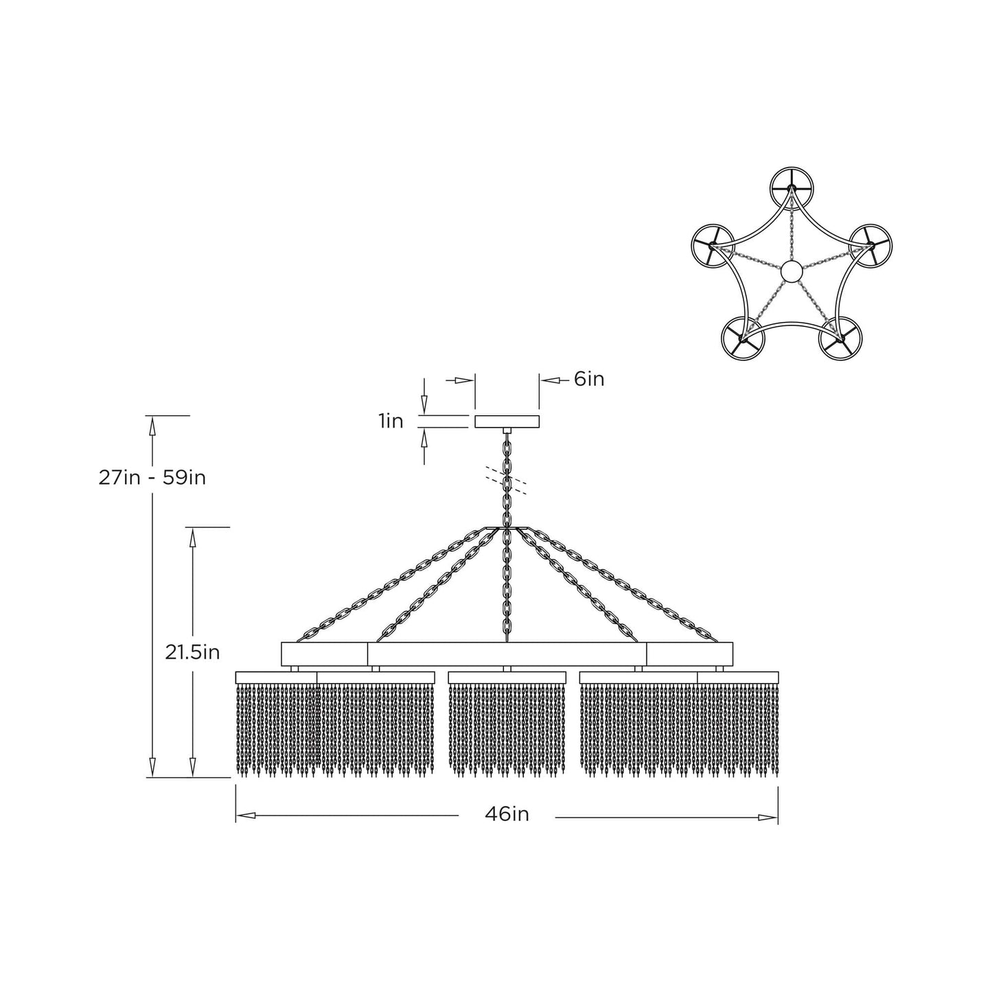 Langston Chandelier - line drawing.