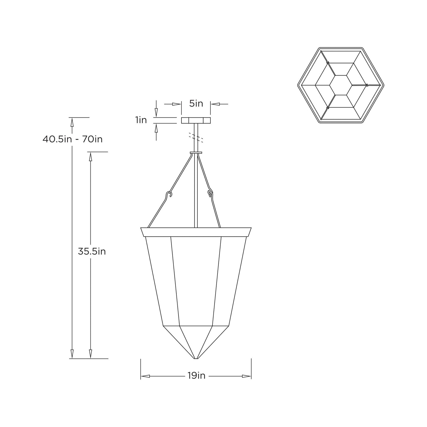 Lillian Pendant Light - line drawing.