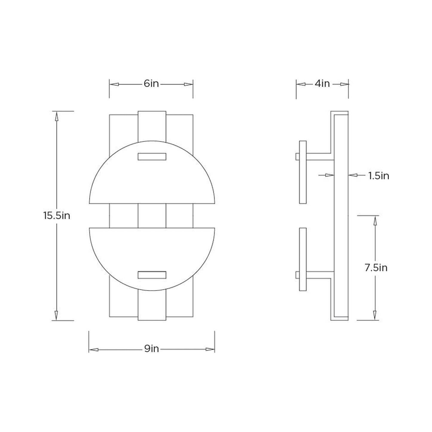 Logan LED Wall Light - line drawing.