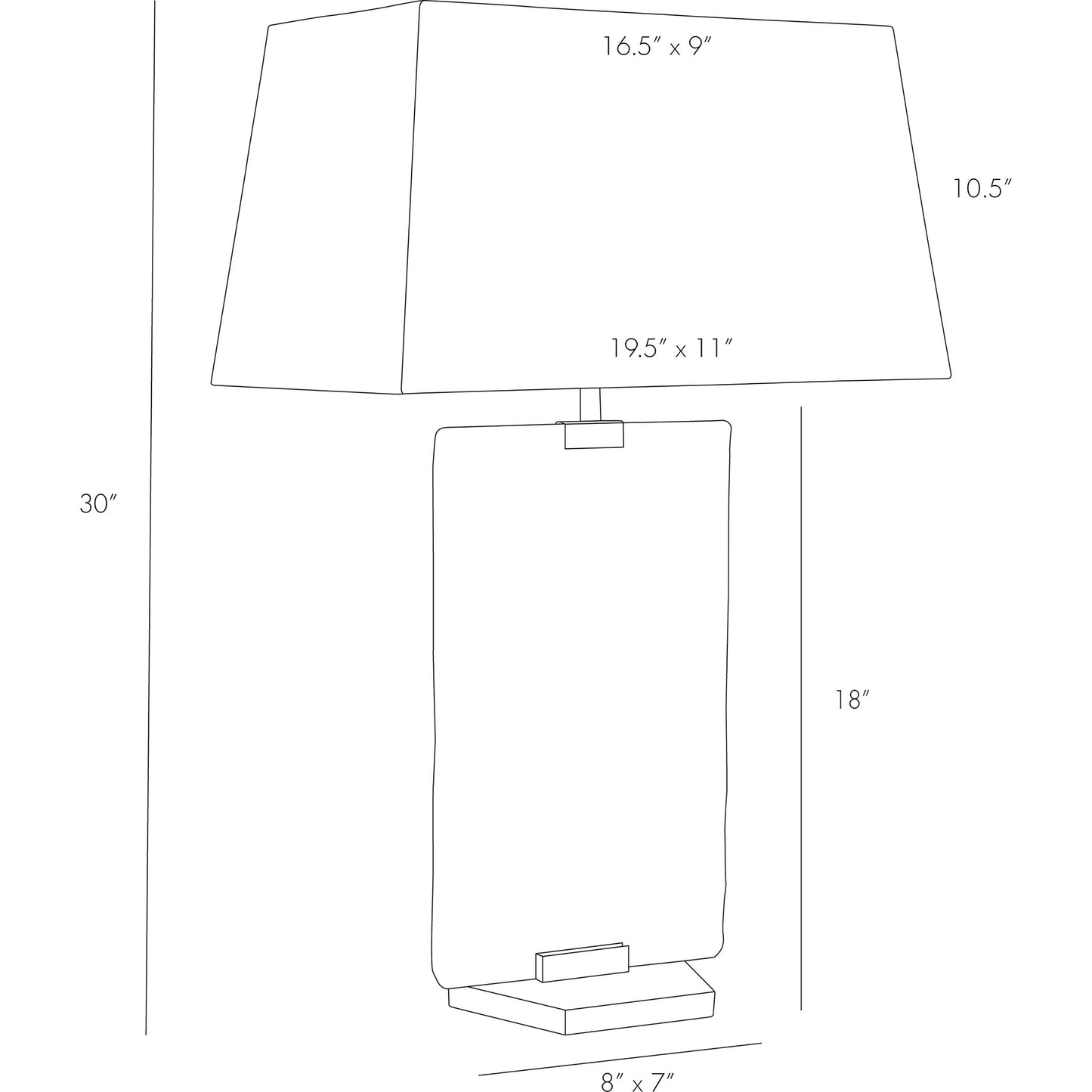 Maddox Table Lamp - line drawing.