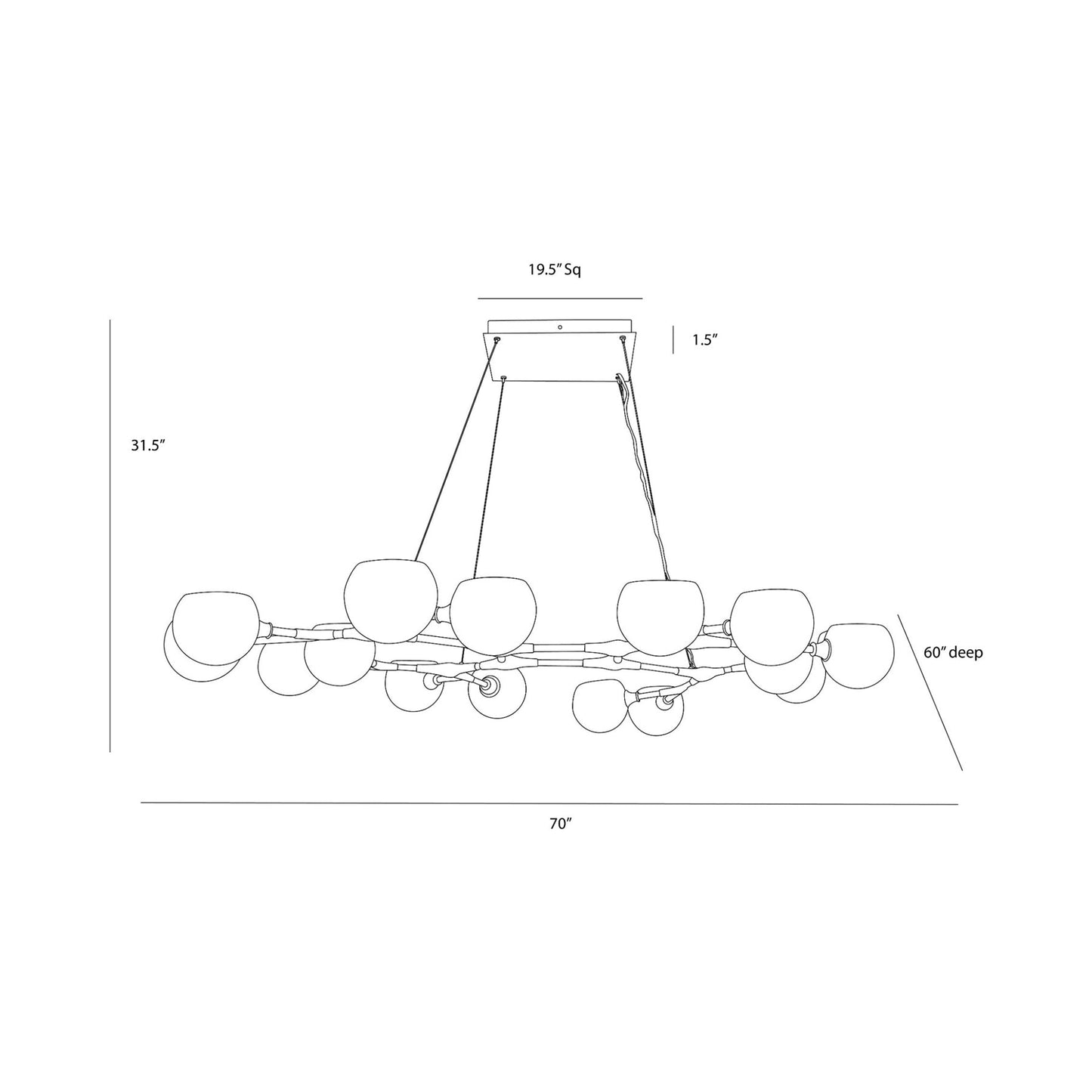 Mahowald Fixed Chandelier - line drawing.