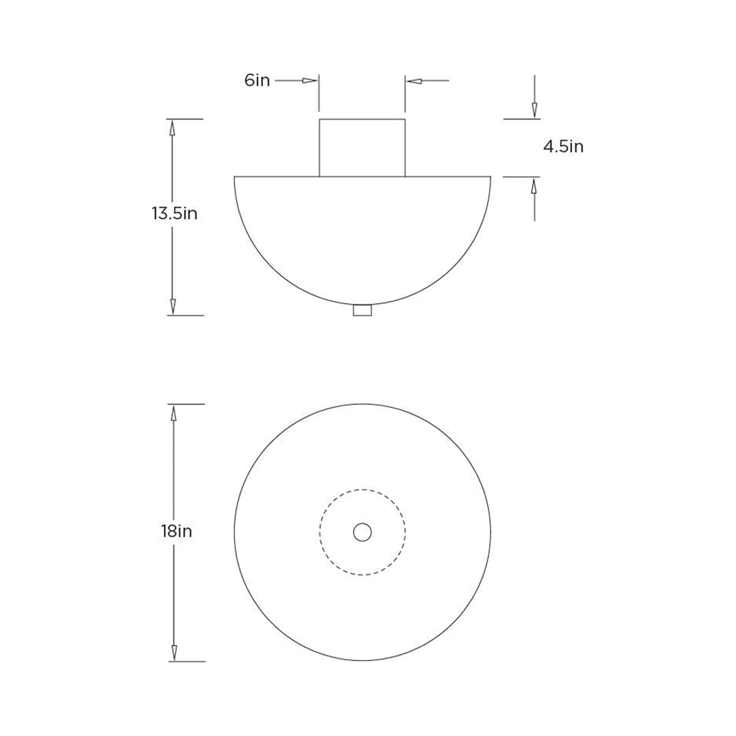 Malta Semi Flush Mount Ceiling Light - line drawing.