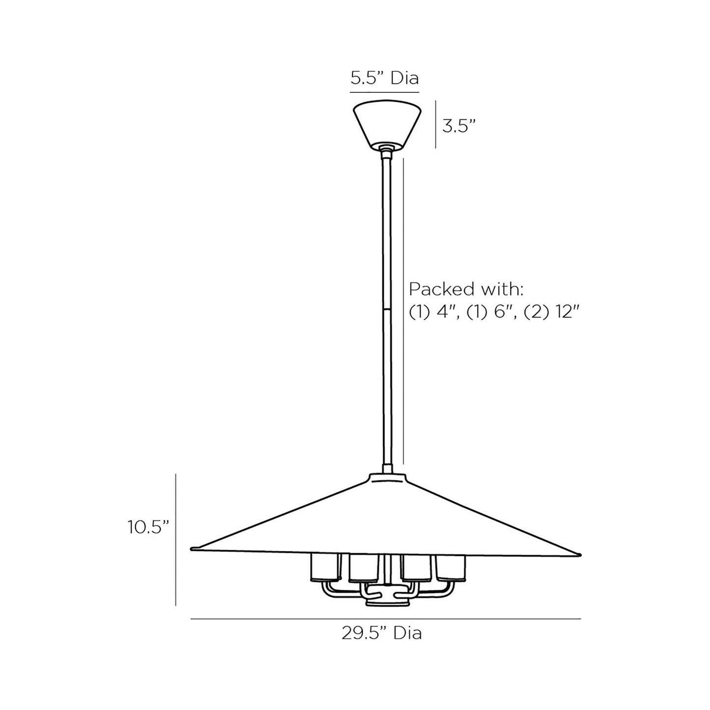 Manchester Pendant Light - line drawing.