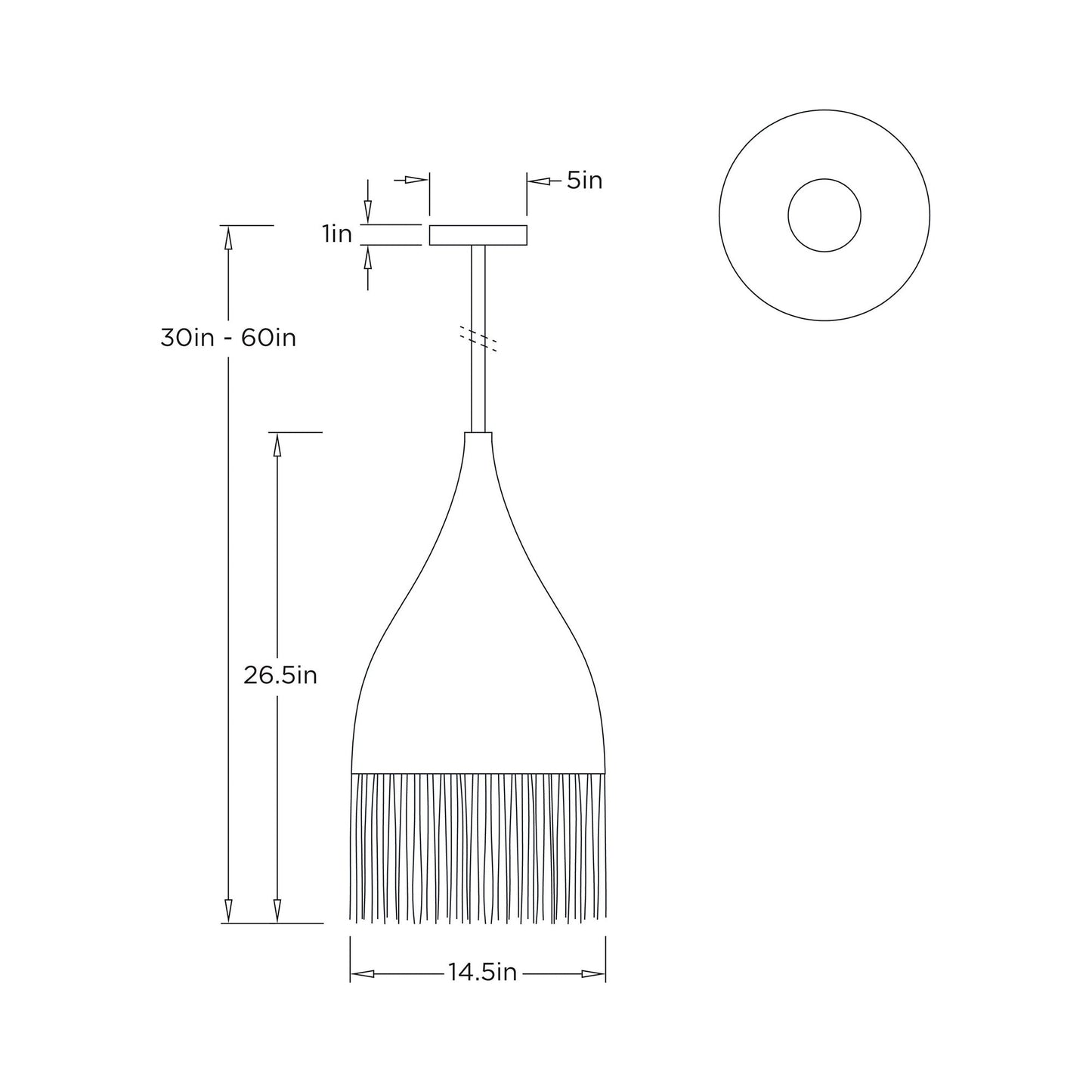 Marley Pendant Light - line drawing.