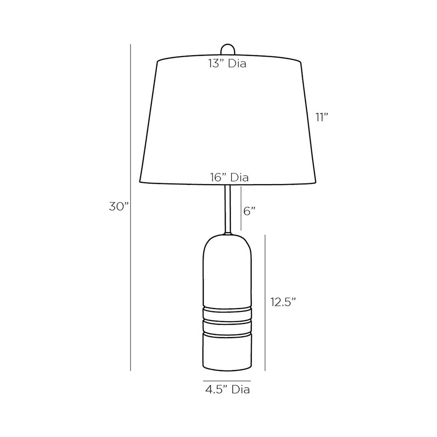 Mendoza Table Lamp - line drawing.