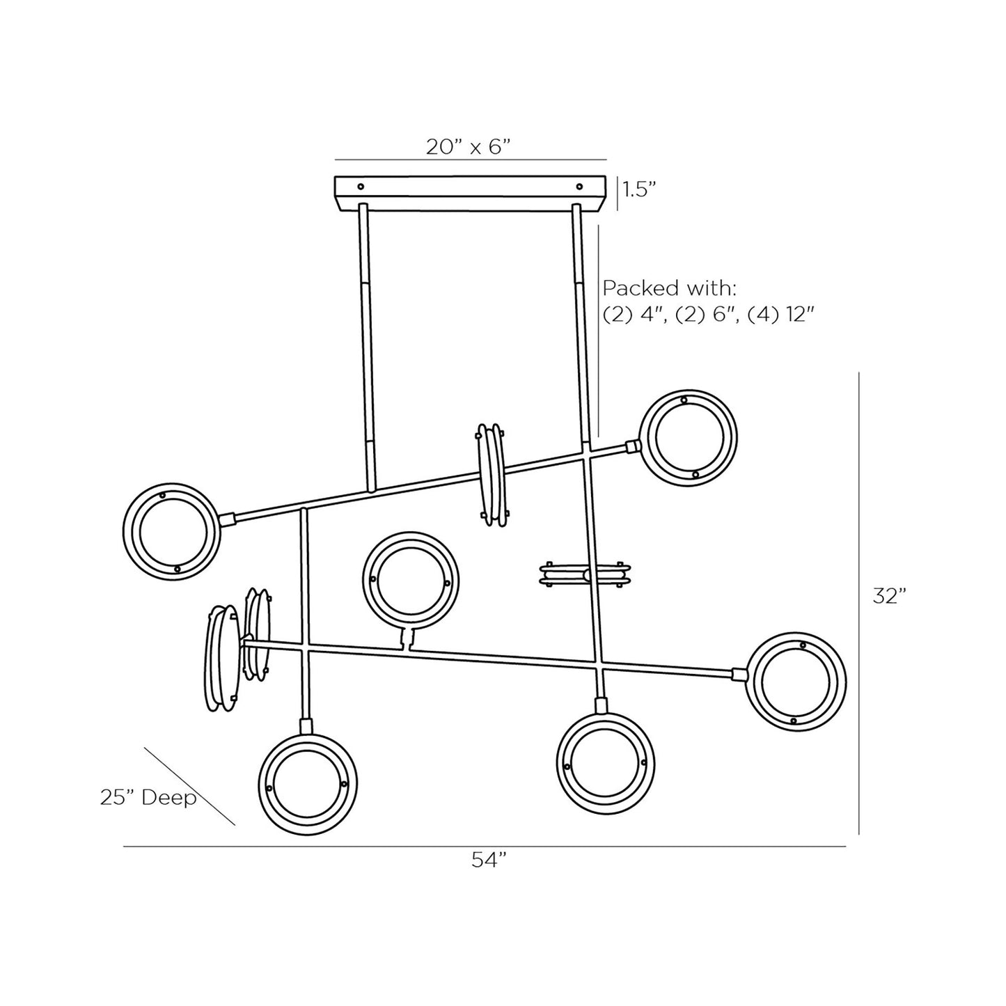 Meridian LED Pendant Light - line drawing.