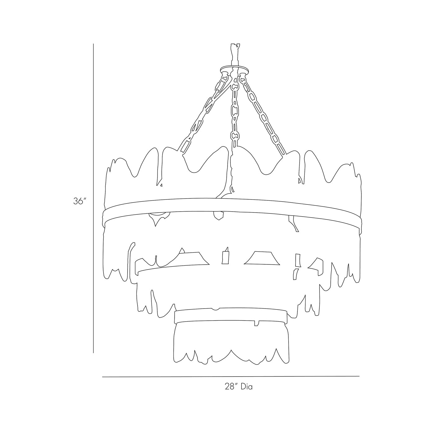 Millie Chandelier - line drawing.