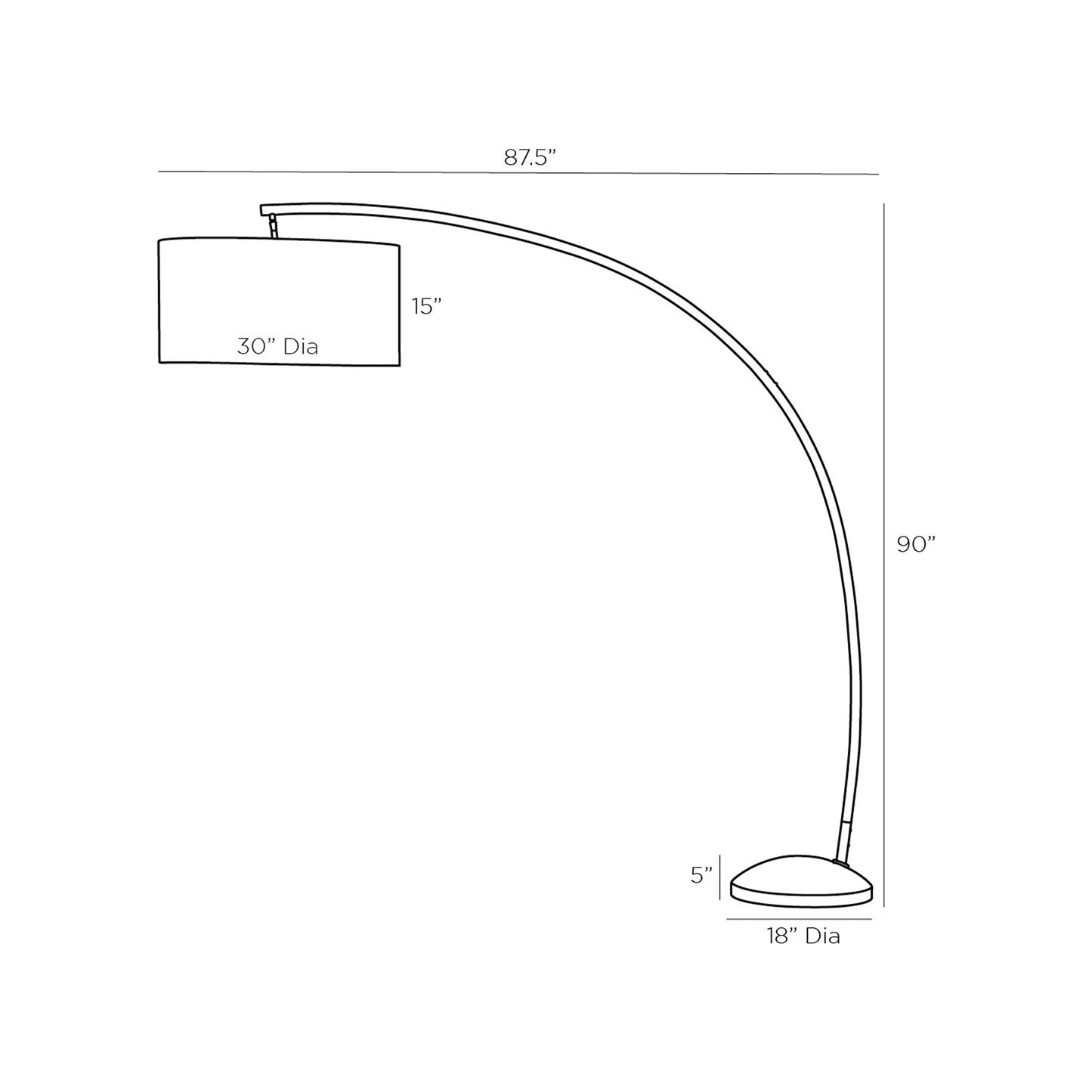 Naples Floor Lamp - line drawing.