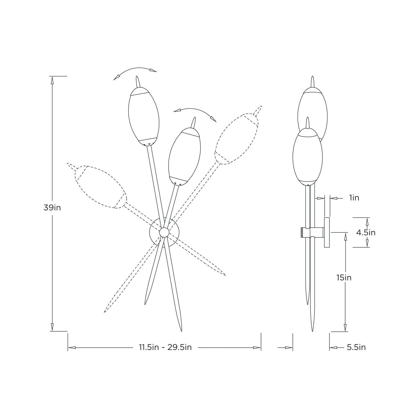 Natalia Wall Light - line drawing.