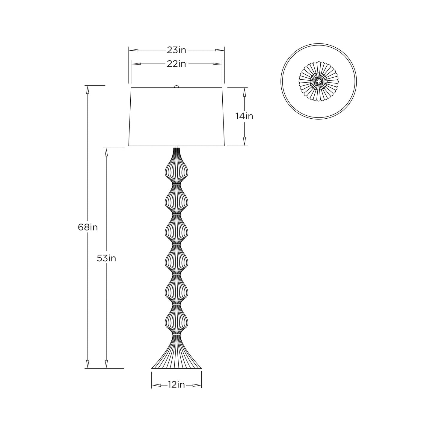 Nicole Floor Lamp - line drawing.