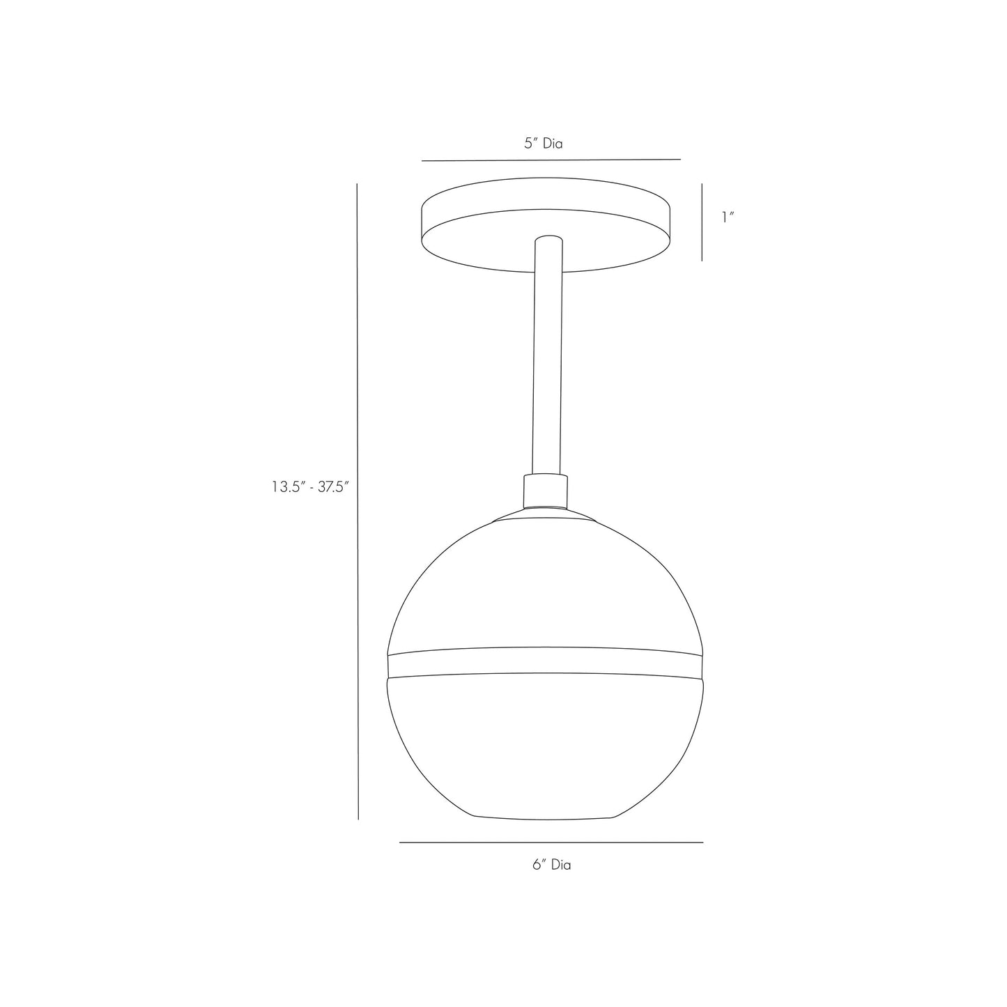 Noble Pendant Light - line drawing.