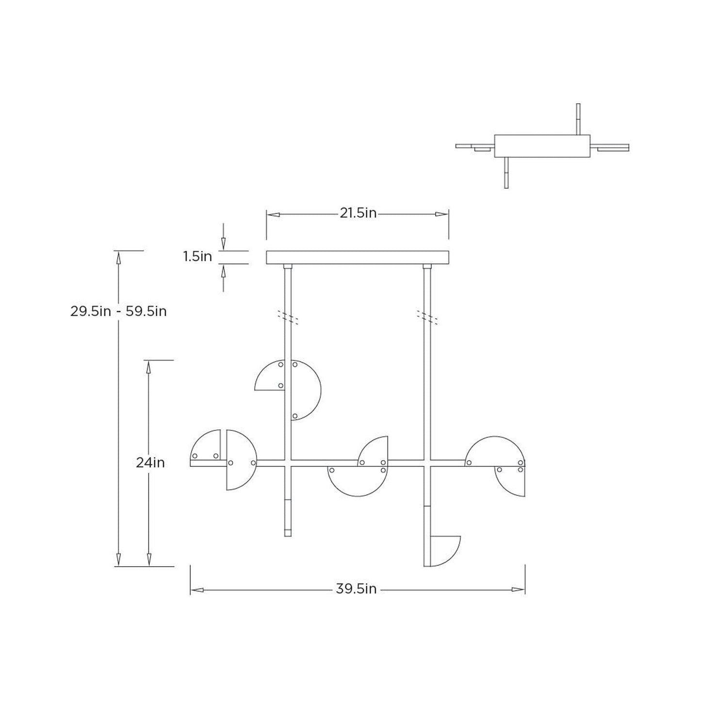 Nova LED Chandelier - line drawing.