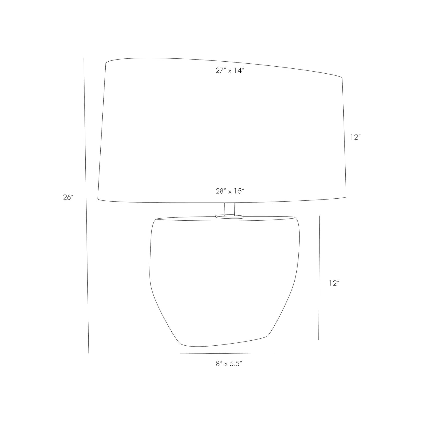 Odessa Table Lamp - line drawing.