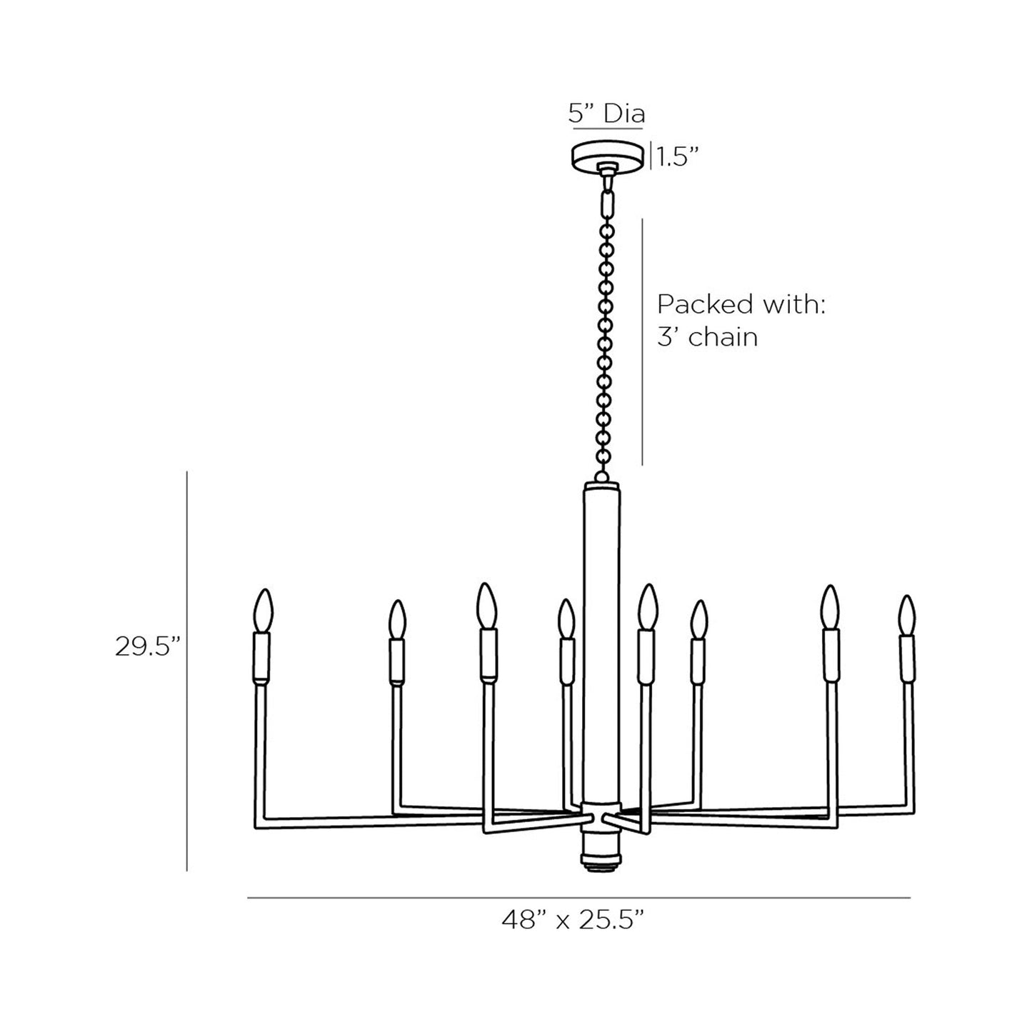 Orlando Chandelier - line drawing.