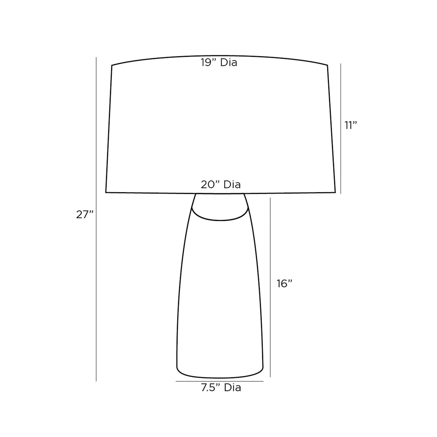Pacifica Table Lamp - line drawing.