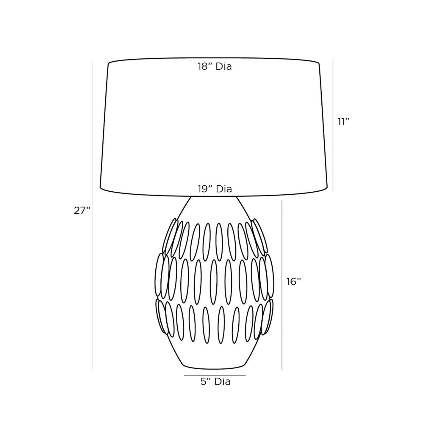 Pawnee Table Lamp - line drawing.