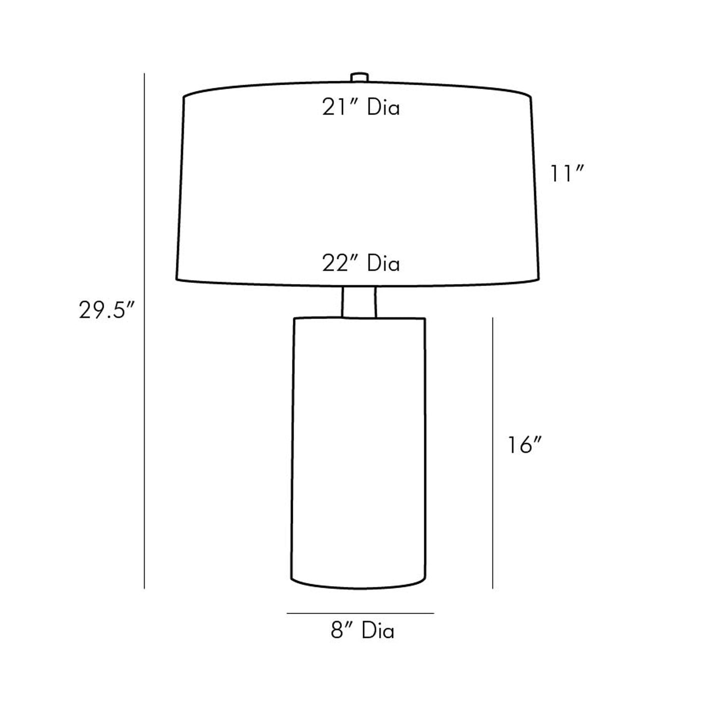 Prague Table Lamp - line drawing.