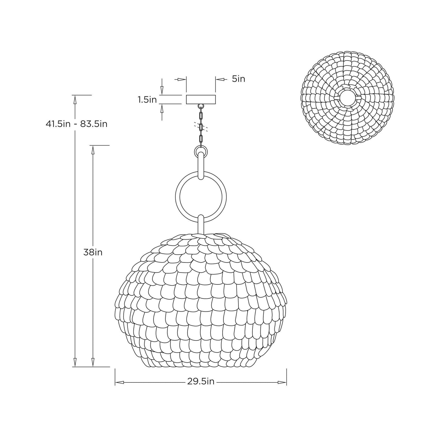 Ramya Pendant Light - line drawing.