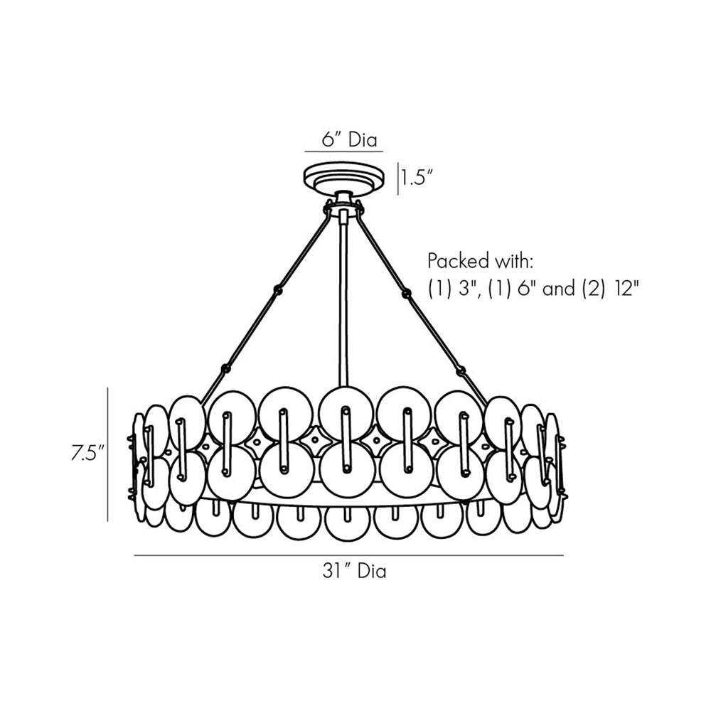 Rondelle Chandelier - line drawing.