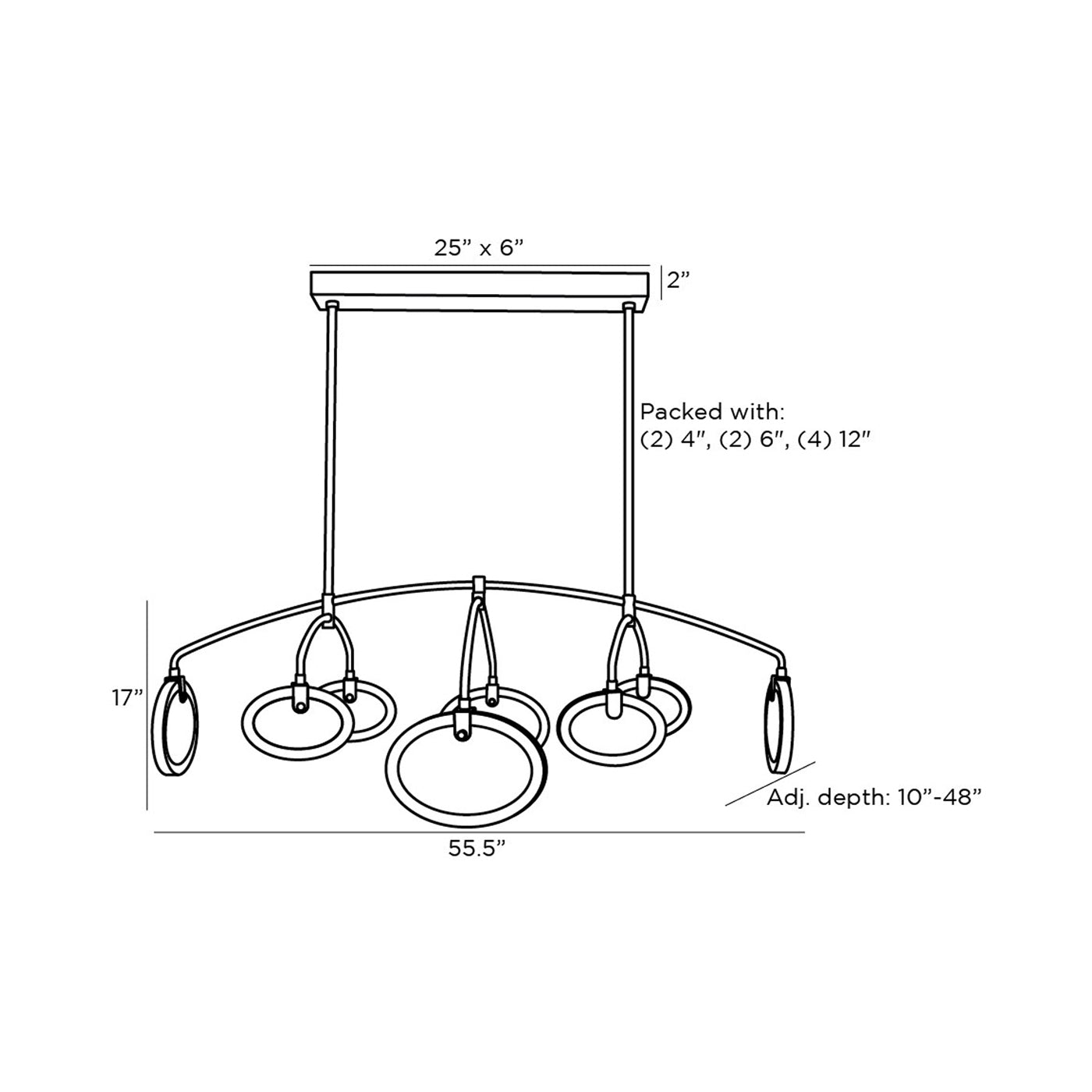 Rosabel LED Chandelier - line drawing.