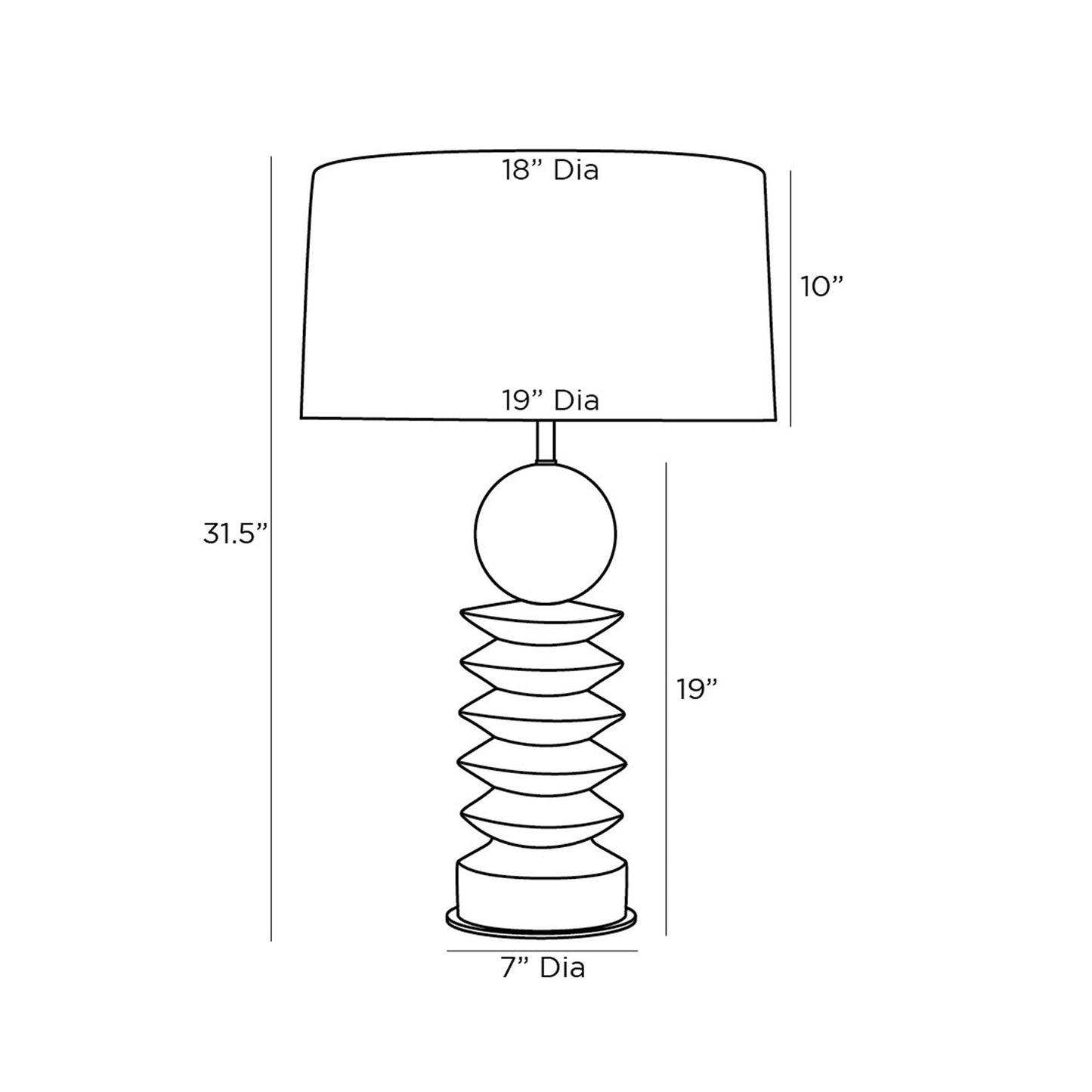 Roxbury Table Lamp - line drawing.